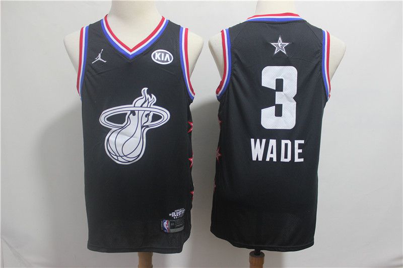 Men Miami Heat #3 Wade Black 2019 All Star NBA Jerseys